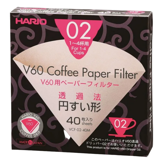 Hario V60 Coffee Filter Papers - Size 02 - Unbleached (40 pack)